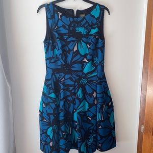 Blue Floral Dress with Pockets